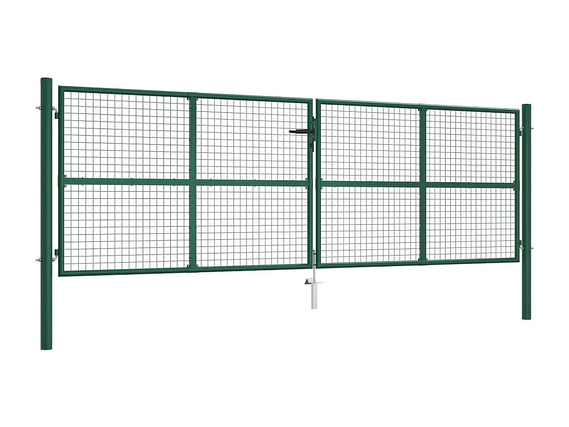 Cancello da giardino in traliccio in acciaio 390x125 cm verde