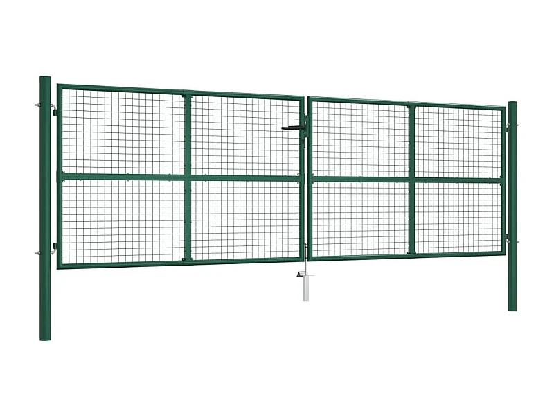 Puerta de jardín enrejada de acero 390x125 cm verde