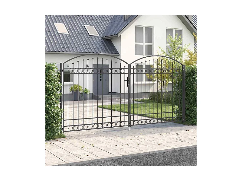 Portail de clôture Autre Gris 400 x 200 cm Acier