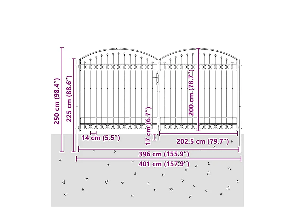 Cancello per recinzione Altro Grigio 400 x 200 cm Acciaio