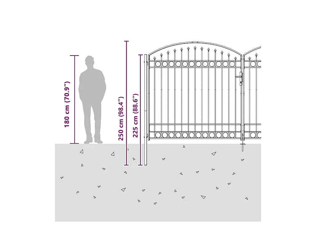 Cancello per recinzione Altro Grigio 400 x 200 cm Acciaio