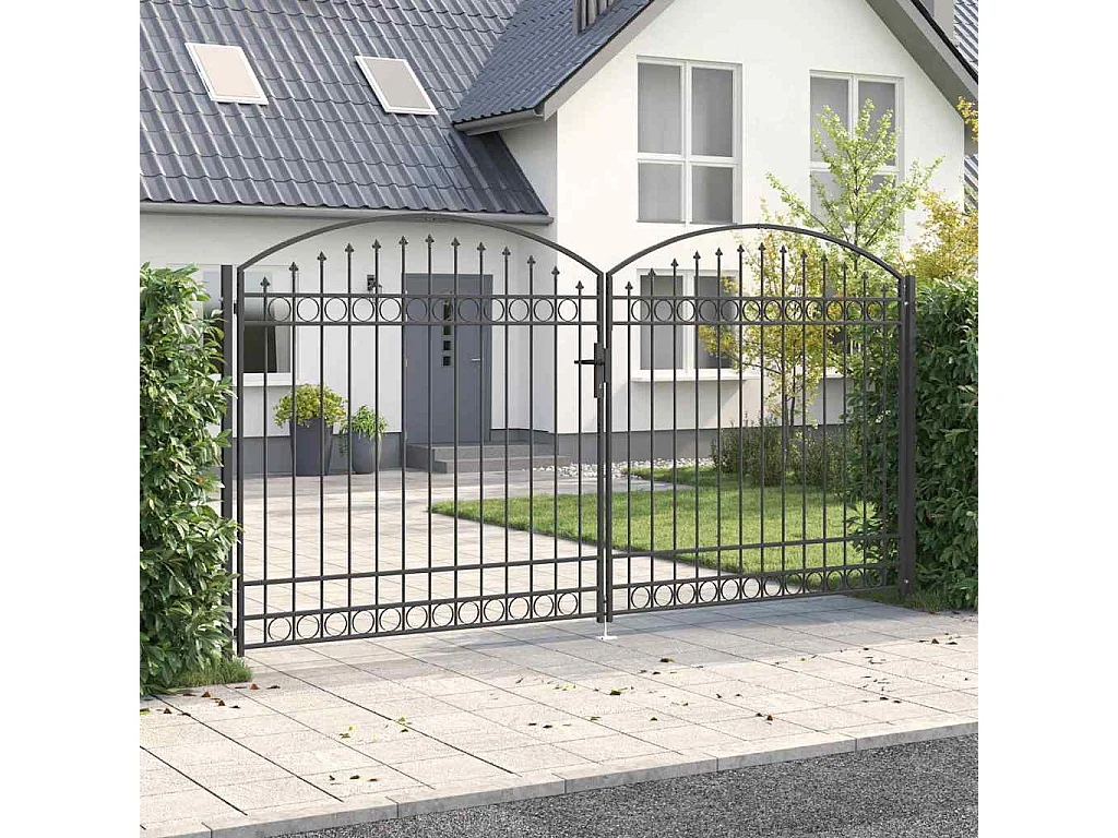 Portail de clôture Autre Gris 400 x 200 cm Acier