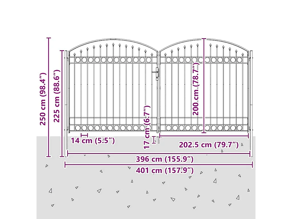 Portail de clôture Autre Gris 400 x 200 cm Acier