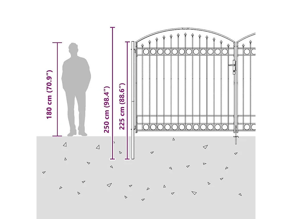 Portail de clôture Autre Gris 400 x 200 cm Acier