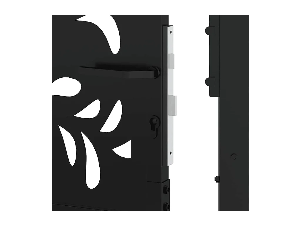 Puerta de jardín negra 105x180 cm diseño ondulado de acero