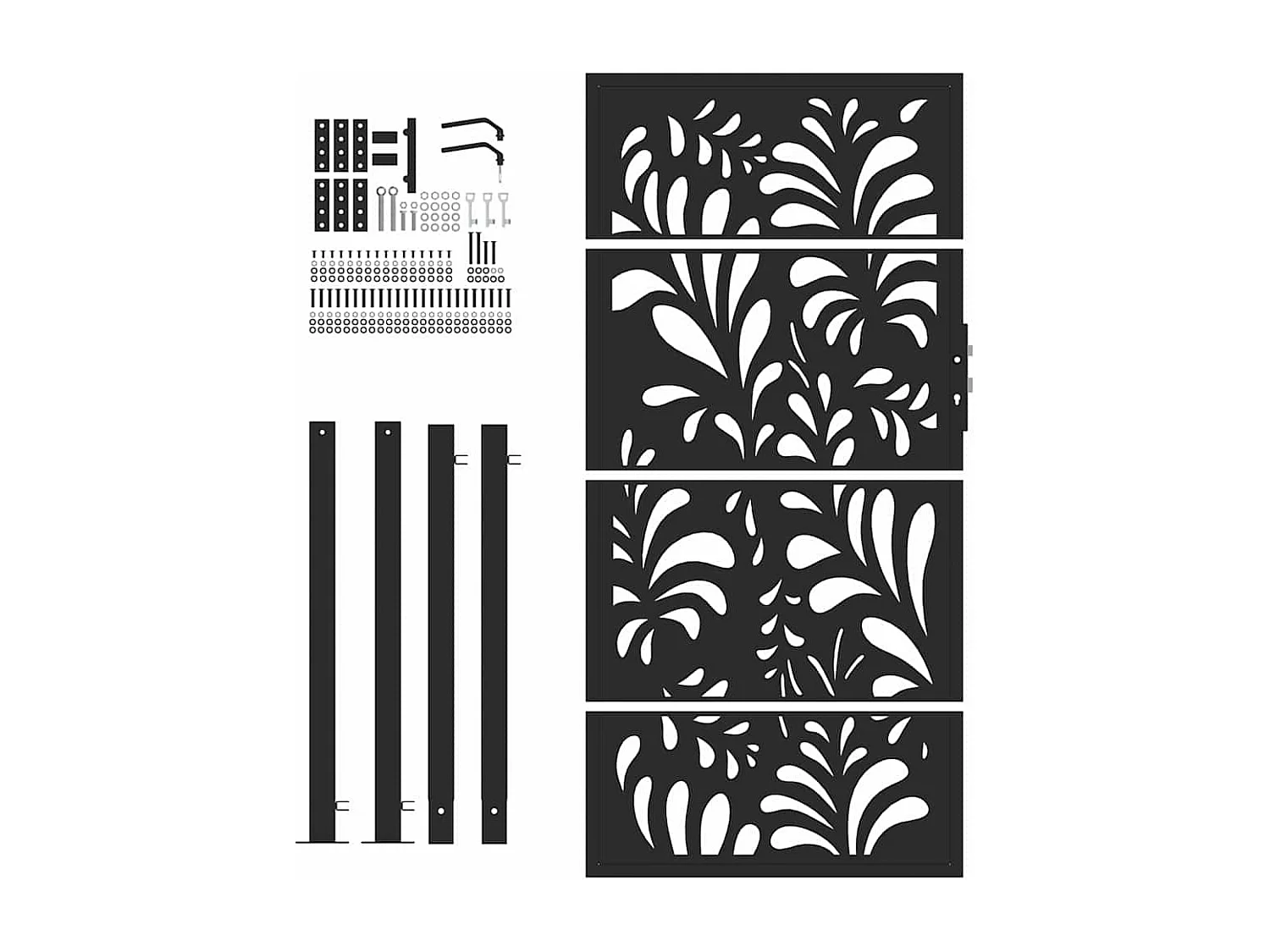 Puerta de jardín negra 105x180 cm diseño ondulado de acero