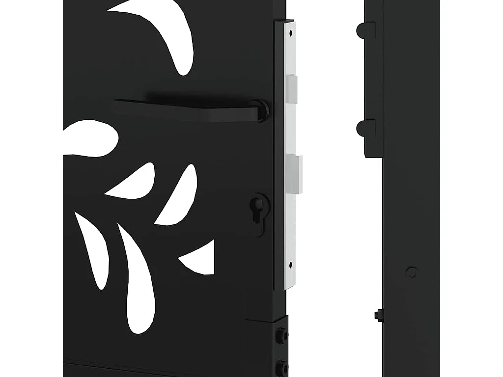 Puerta de jardín negra 105x180 cm diseño ondulado de acero