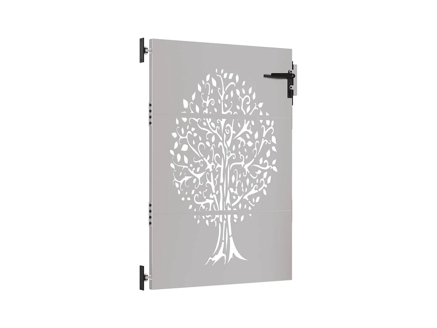 Puerta de jardín 85x150 cm de acero corten con diseño de árbol.