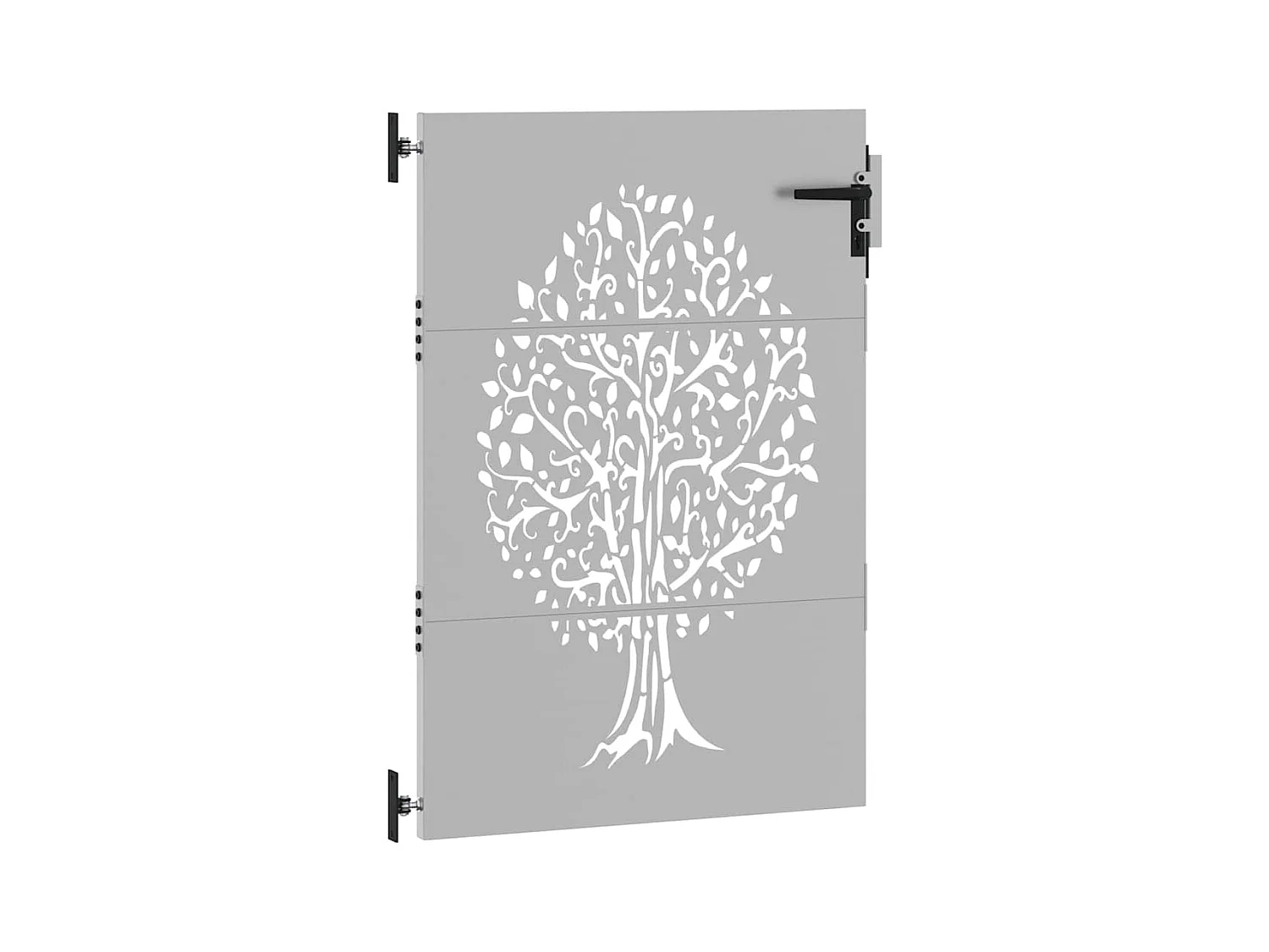 Puerta de jardín 85x150 cm de acero corten con diseño de árbol.
