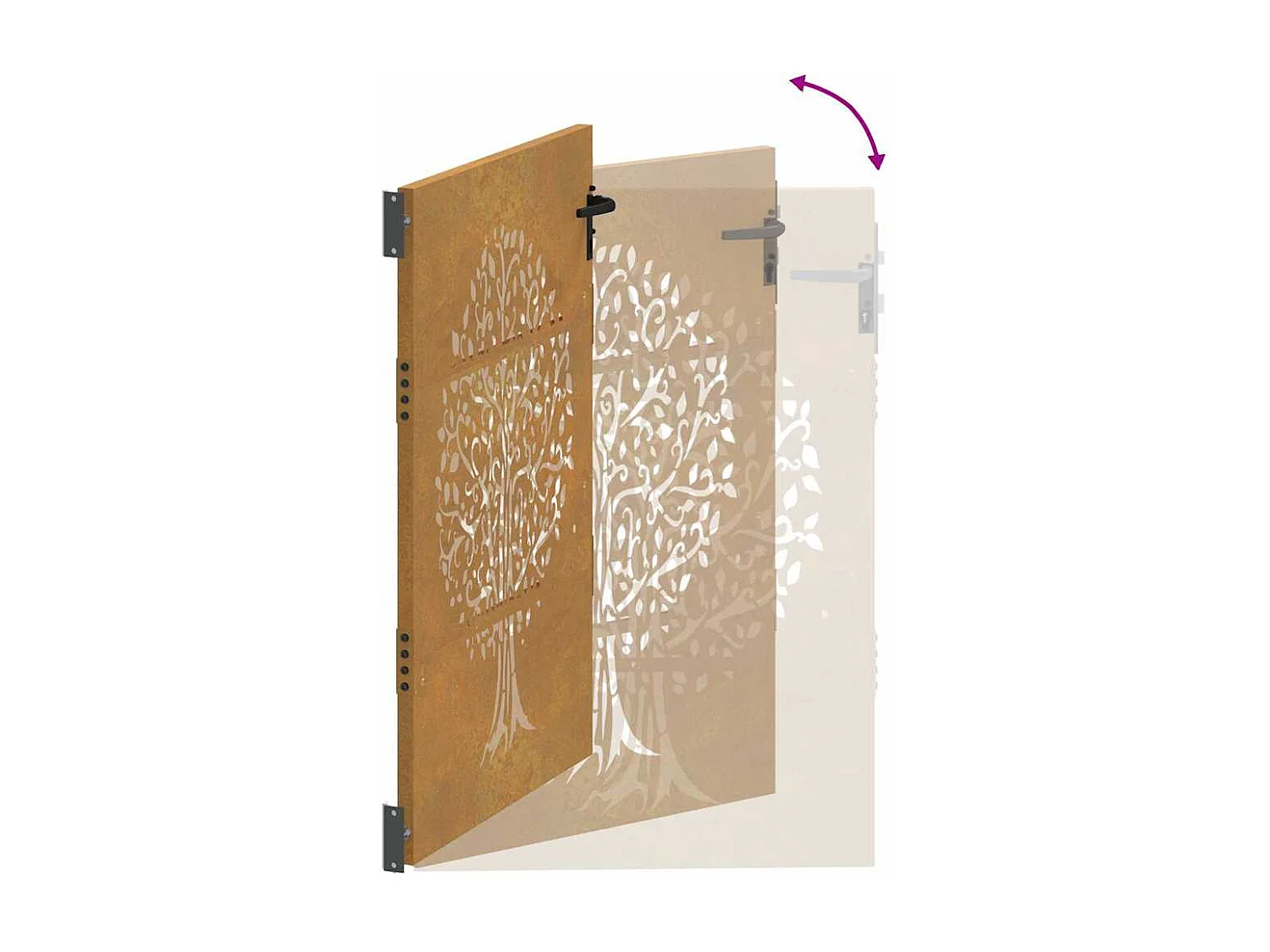 Cancello da giardino 85x150 cm in acciaio corten design albero