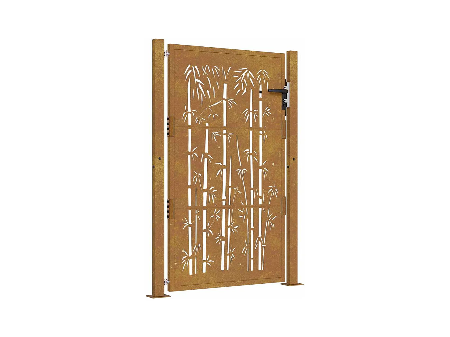 Puerta de jardín 105x155 cm acero corten diseño bambú