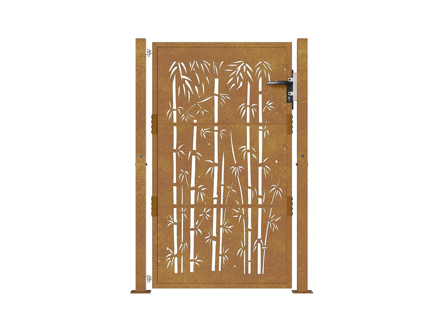 Puerta de jardín 105x155 cm acero corten diseño bambú