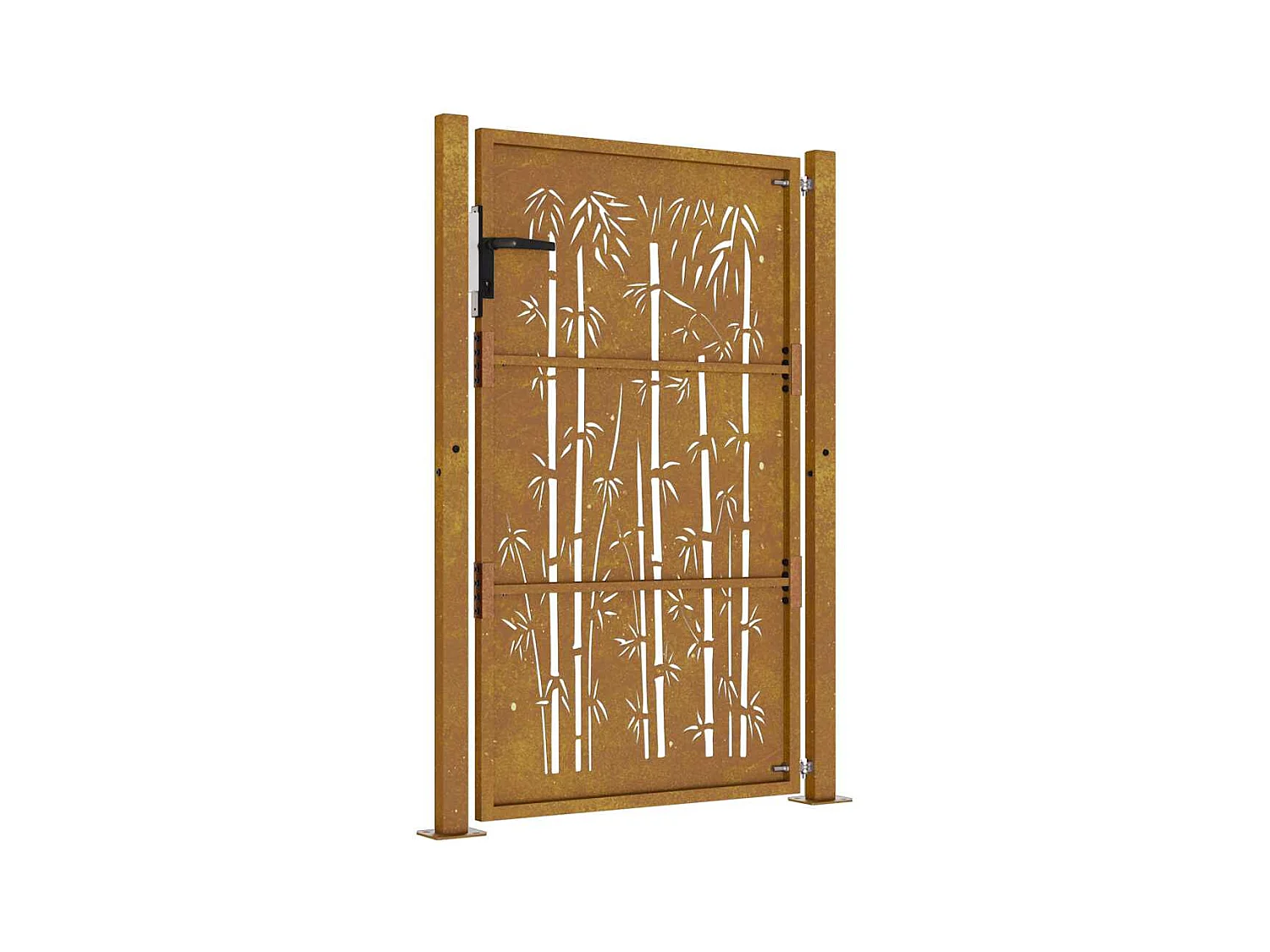 Puerta de jardín 105x155 cm acero corten diseño bambú