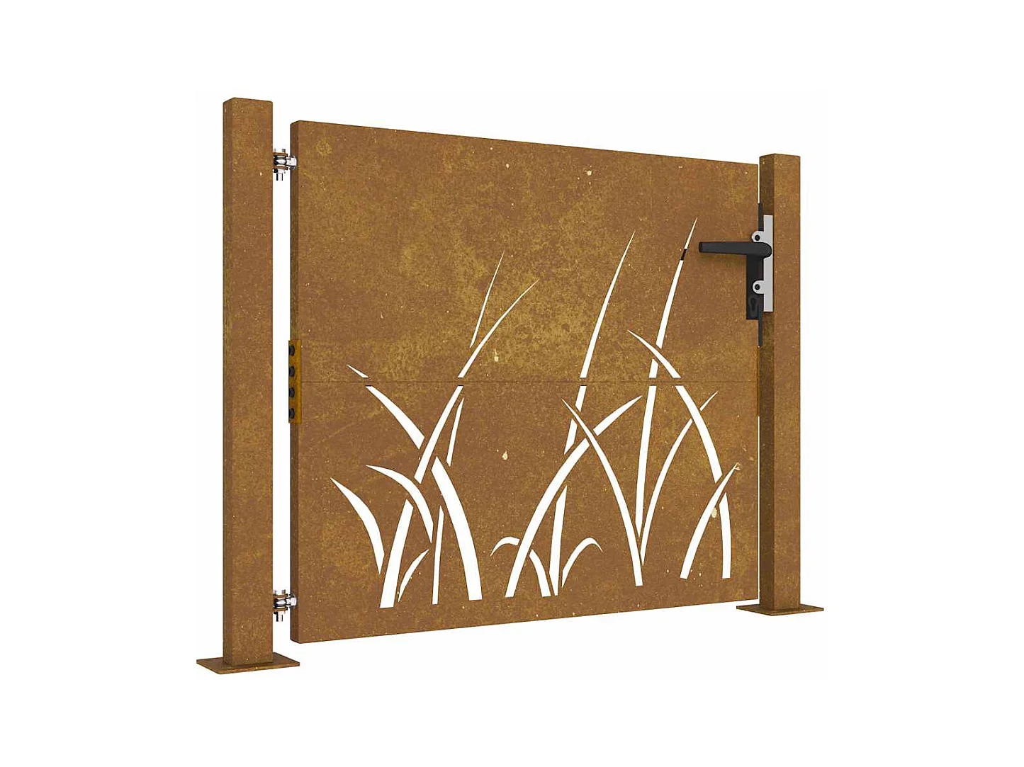 Portail de jardin 105x80 cm acier corten conception d'herbe
