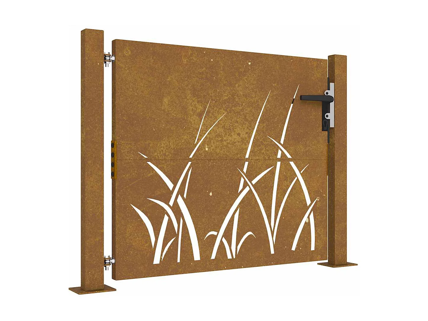 Cancello da giardino 105x80 cm in acciaio corten design erba