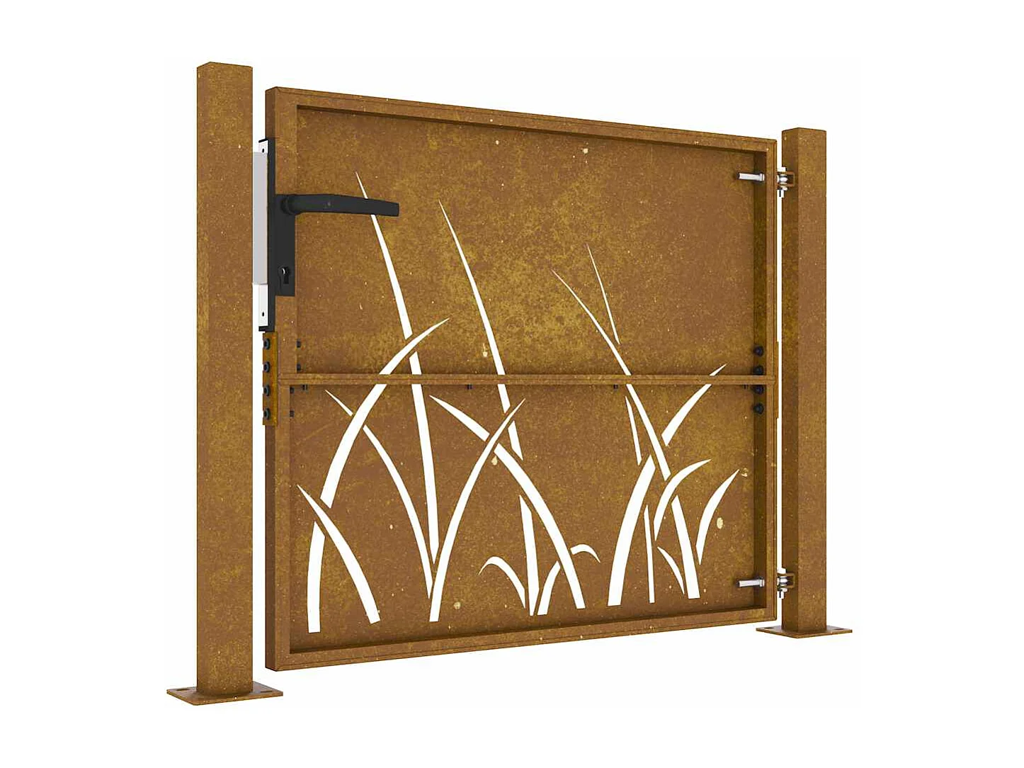 Cancello da giardino 105x80 cm in acciaio corten design erba