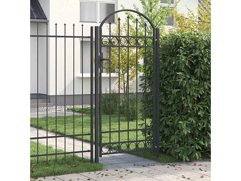 Porte de Clôture Gris 100 x 250 cm Acier peint par poudre