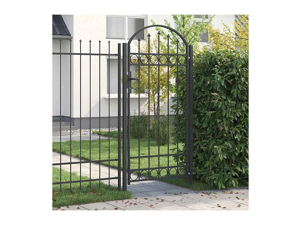 Grijze hekpoort 100 x 250 cm gepoedercoat staal
