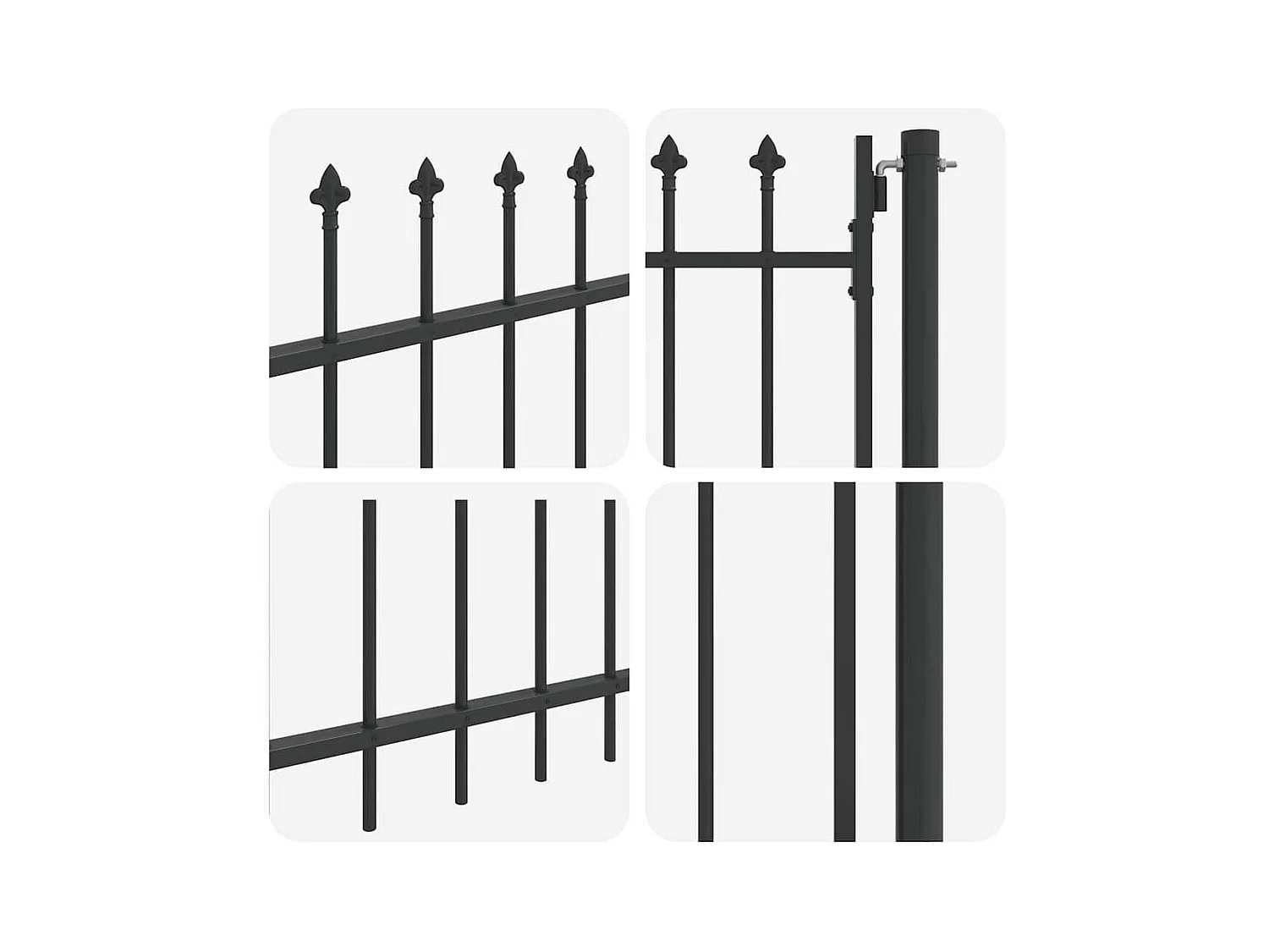 Grijze hekpoort 100 x 250 cm gepoedercoat staal