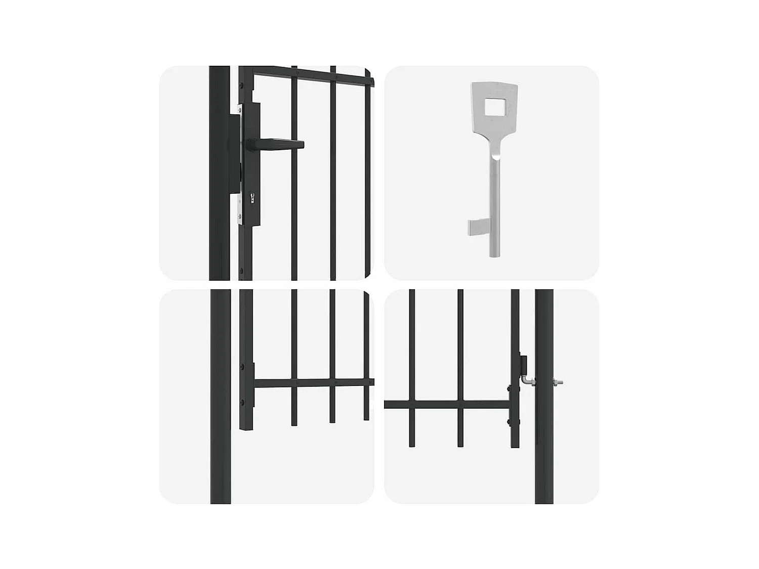 Grijze hekpoort 100 x 250 cm gepoedercoat staal