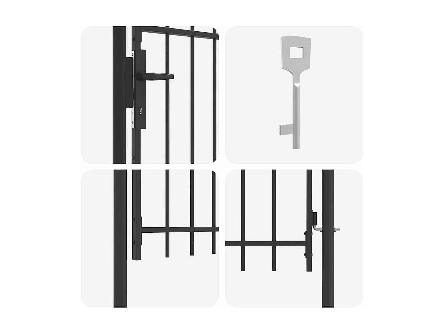 Porte de Clôture Gris 100 x 250 cm Acier peint par poudre