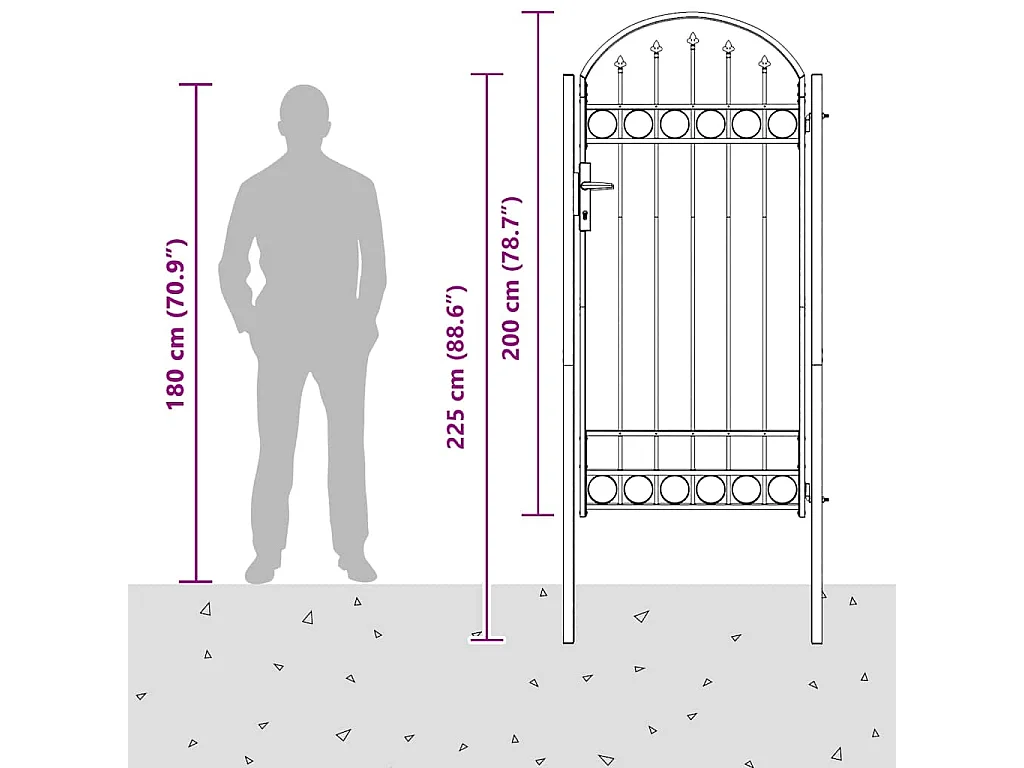 Porte de Clôture Gris 100 x 250 cm Acier peint par poudre