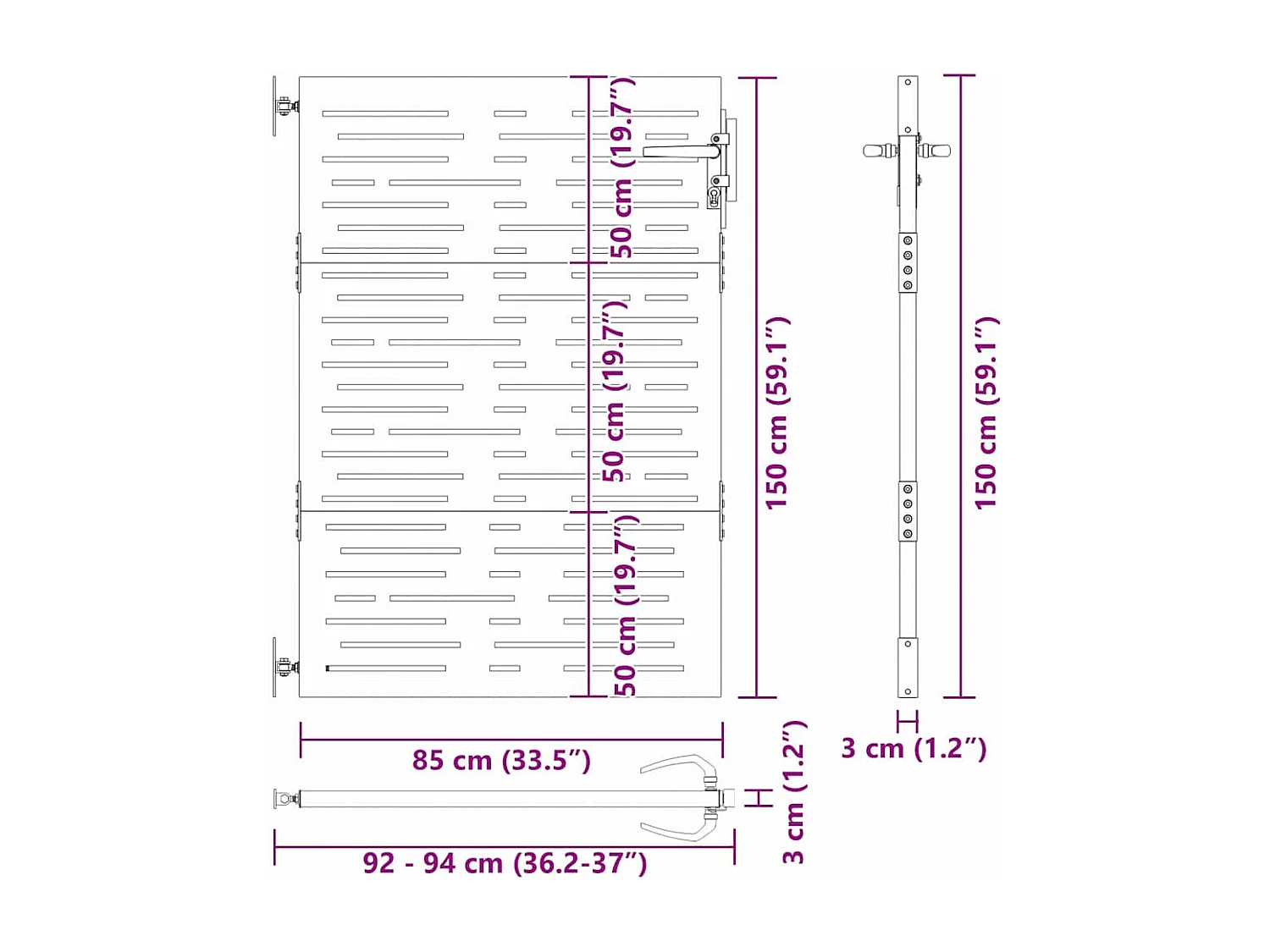 Tuinpoort, Tuinpoort 85x100 cm vierkant design in cortenstaal
