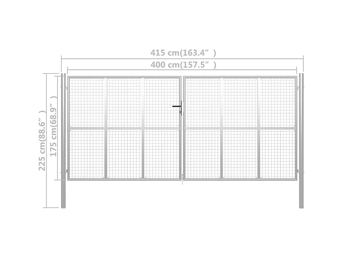 Puerta de jardín de acero galvanizado 415 x 175 cm color plata