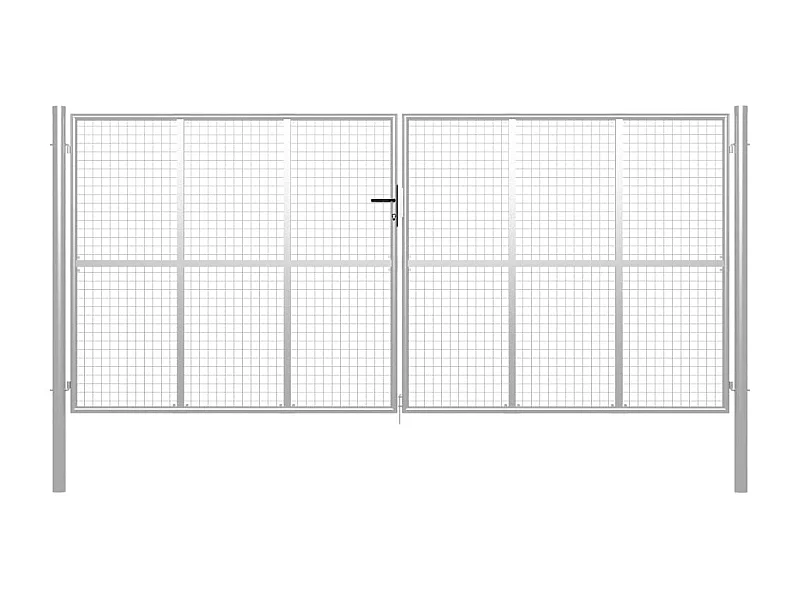 Cancello da giardino in acciaio zincato 415 x 175 cm argento
