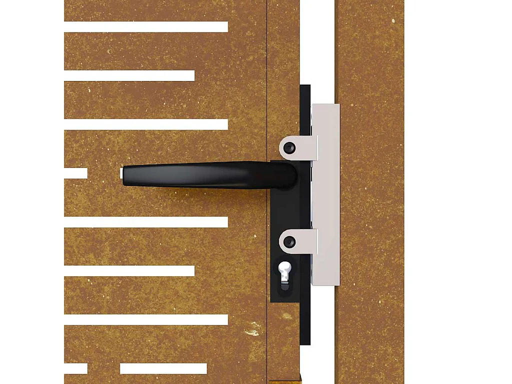 Cancello da giardino 105x205 cm in acciaio corten design quadrato