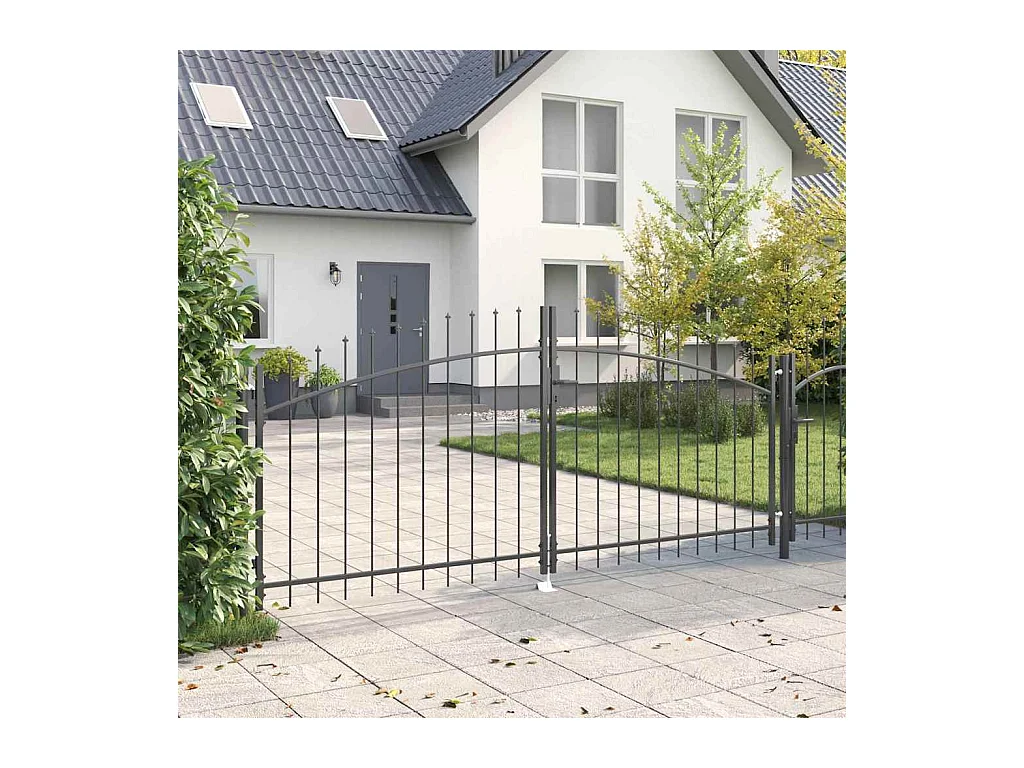 Porte de Jardin avec verrouillage Gris 100 x 300 cm Acier