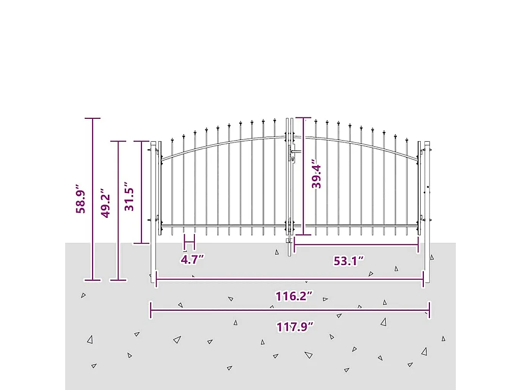 Porte de Jardin avec verrouillage Gris 100 x 300 cm Acier