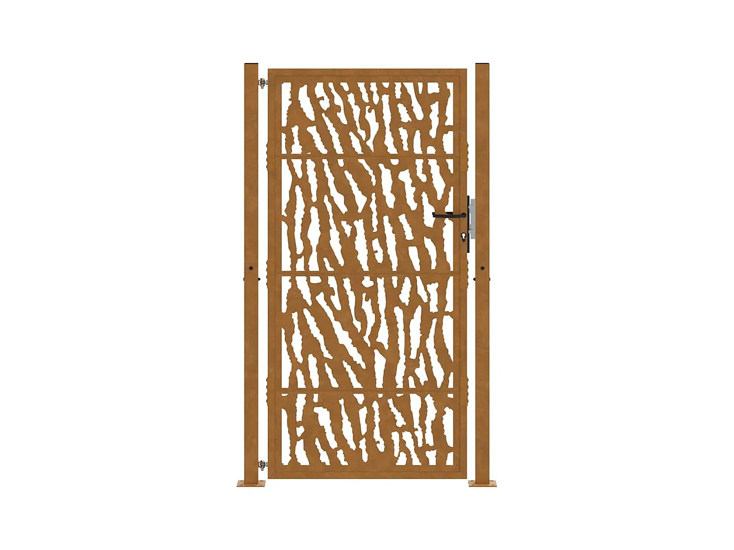 Puerta de jardín de acero resistente a la intemperie con diseño de tracería