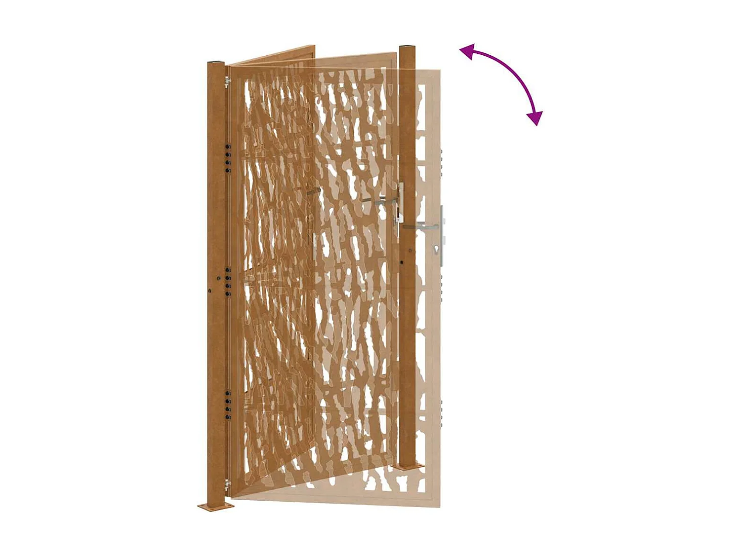 Puerta de jardín de acero resistente a la intemperie con diseño de tracería