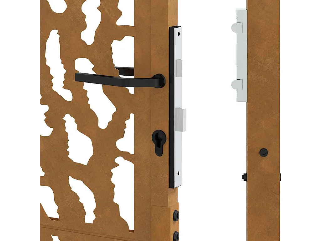 Cancello da giardino in acciaio resistente alle intemperie con motivo traforato