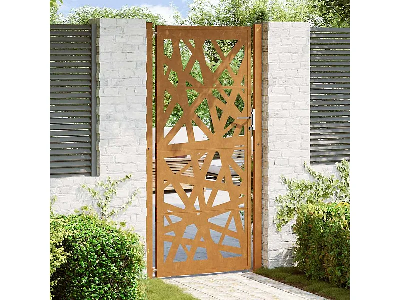 Puerta de jardín de acero resistente a la intemperie con diseño ligero.