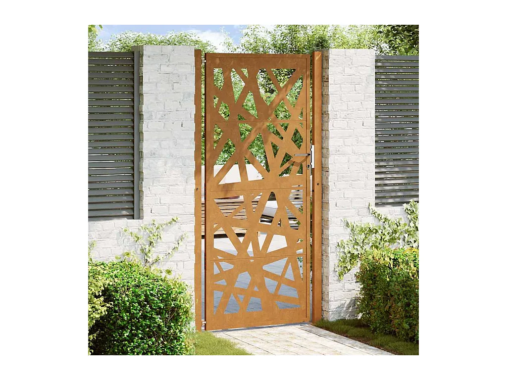 Weerbestendige stalen tuinpoort met licht design