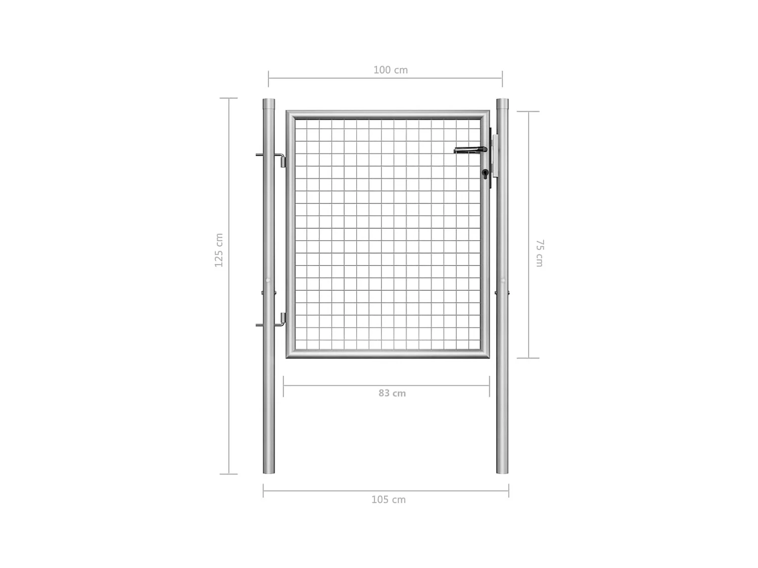 Puerta de jardín de acero galvanizado 105 x 75 cm color plata