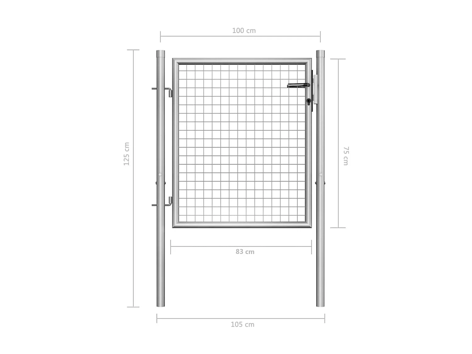 Cancello da giardino in acciaio zincato 105 x 75 cm argento