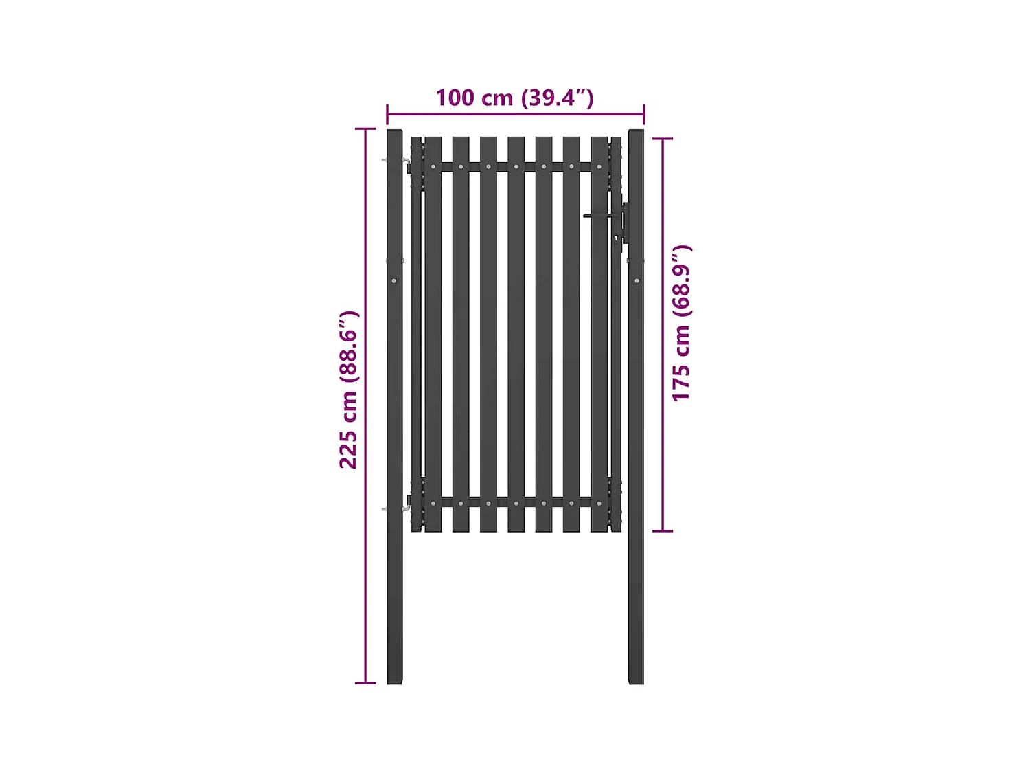 Puerta de valla de jardín de acero 1x2,25 m antracita