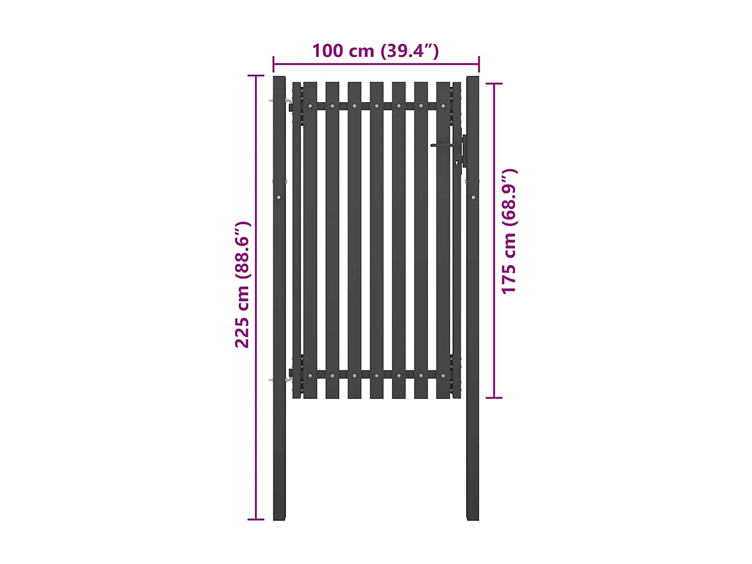 Cancello per recinzione da giardino in acciaio 1x2,25 m antracite