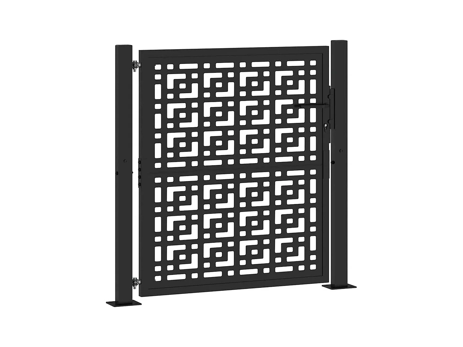 Puerta de jardín negra de 105x106 cm con diseño de cruz de acero