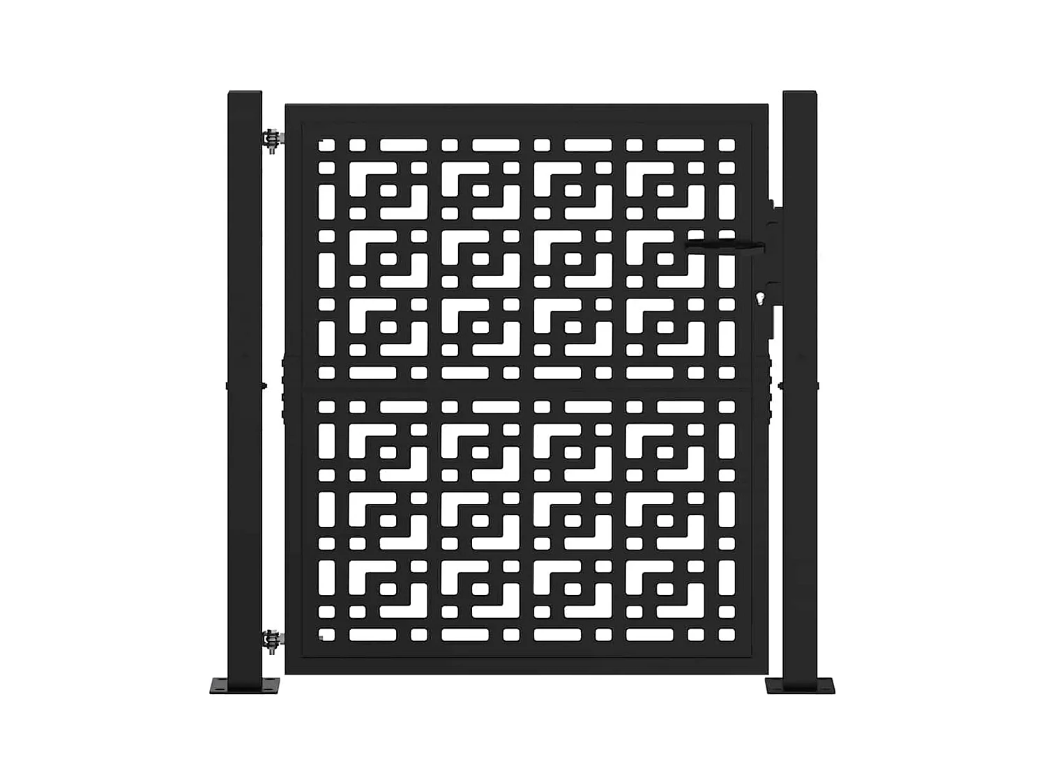 Puerta de jardín negra de 105x106 cm con diseño de cruz de acero