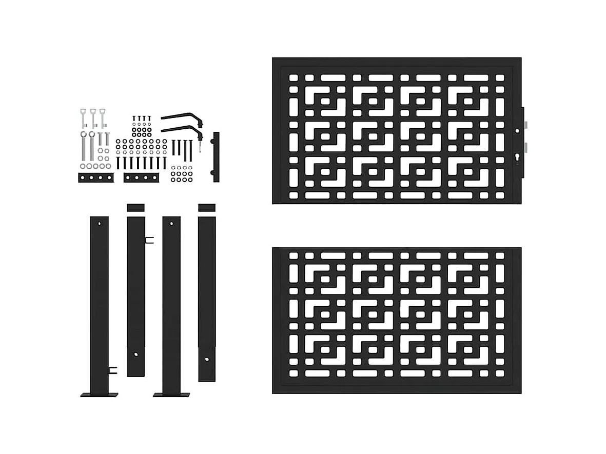 Puerta de jardín negra de 105x106 cm con diseño de cruz de acero