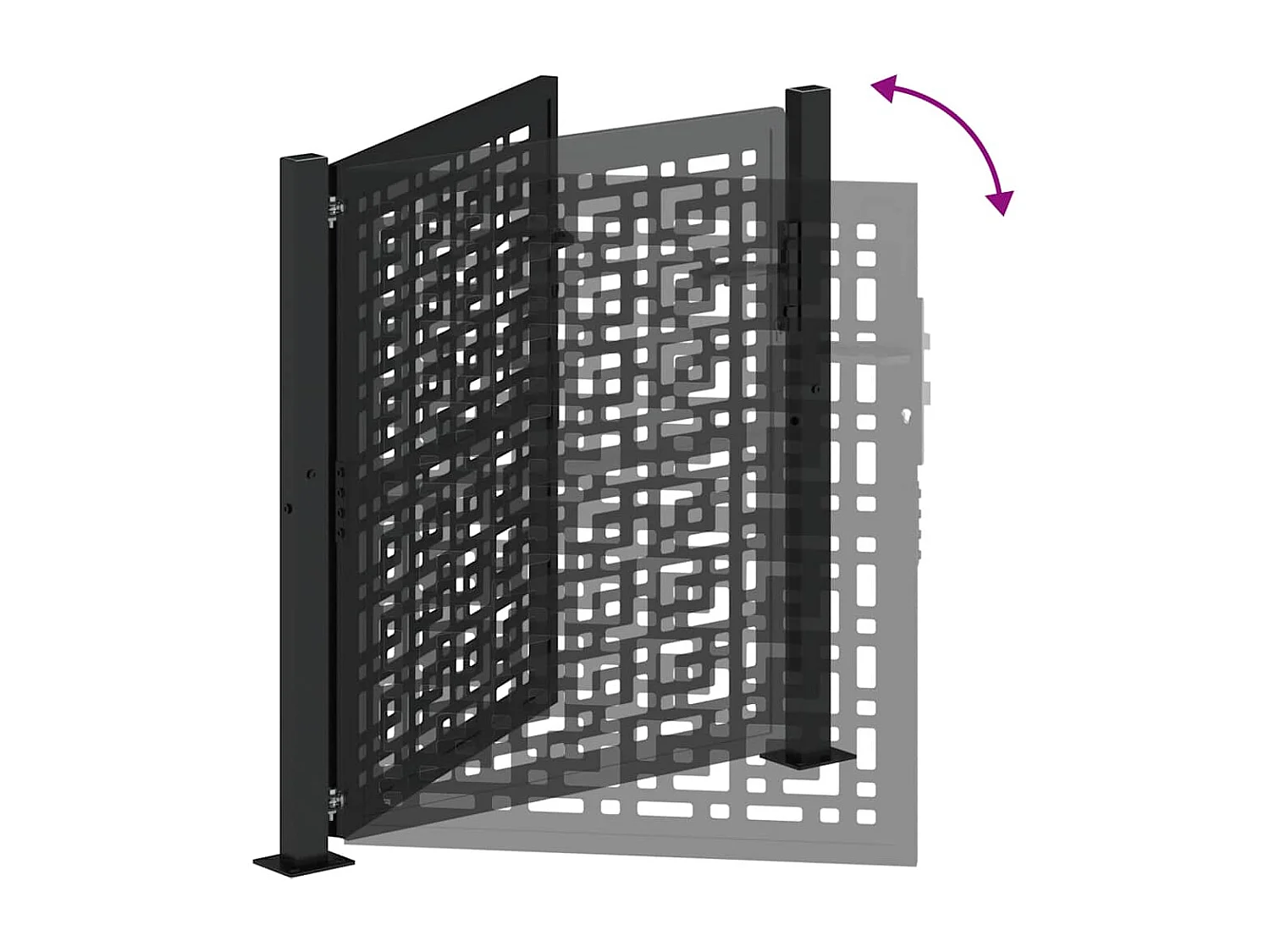 Puerta de jardín negra de 105x106 cm con diseño de cruz de acero