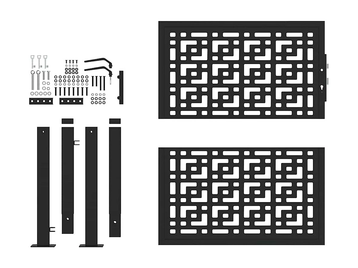 Puerta de jardín negra de 105x106 cm con diseño de cruz de acero