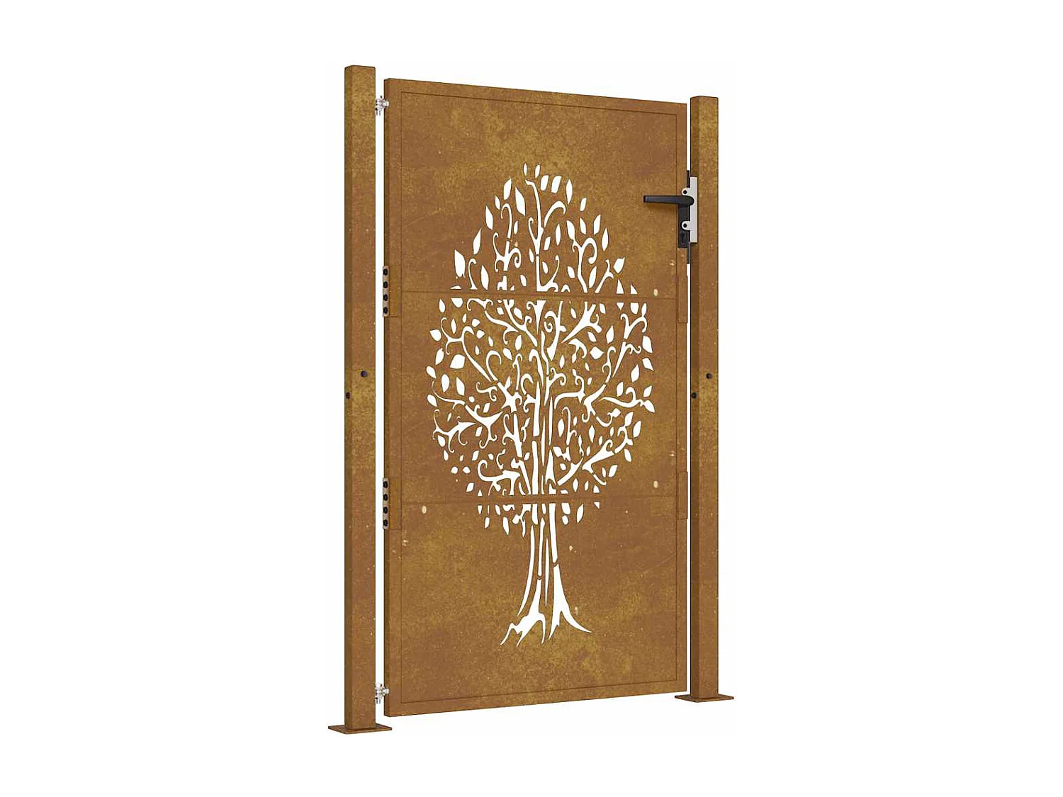 Cancello da giardino 105x155 cm in acciaio corten con disegno ad albero