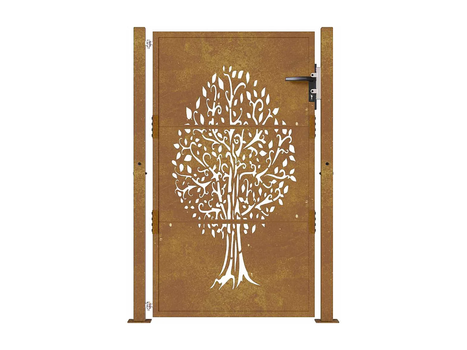 Cancello da giardino 105x155 cm in acciaio corten con disegno ad albero