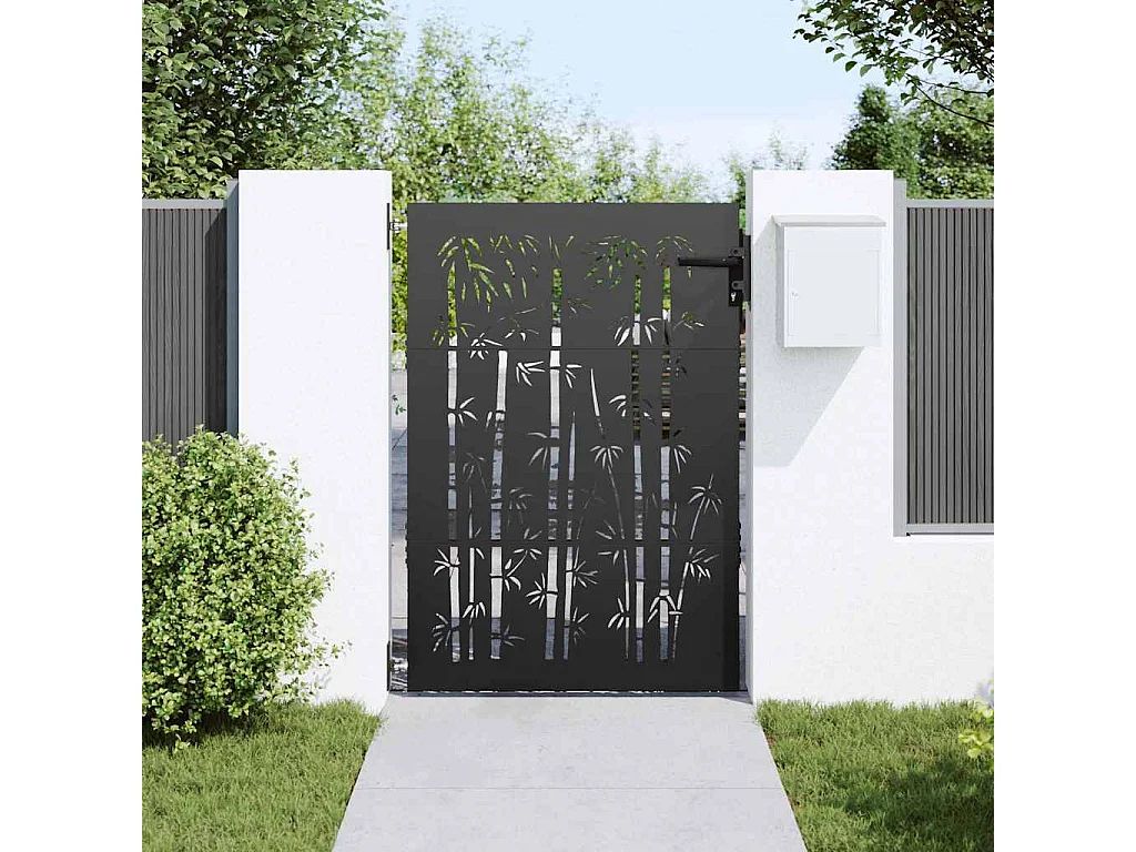 Porte de Jardin Noir 105 x 125 cm Acier peint par poudre