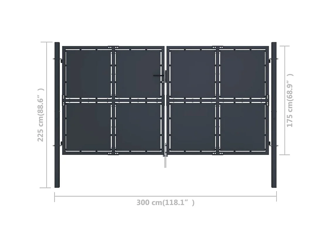 Portail de jardin Acier 300 x 175 cm Anthracite